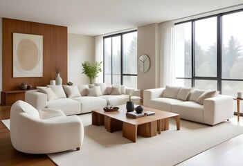 Modern Minimalist Living Room with Neutral Tones.
