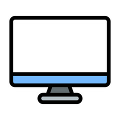 Monitor Screen Icon Display Interface in Flat Line Color Style