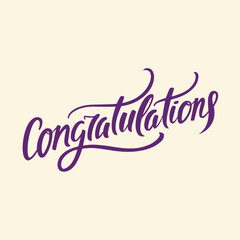 Congratulations hand drawn lettering. Calligraphy text composition isolated on  Vector lettering