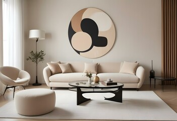 Modern Minimalist Living Room with Neutral Tones.