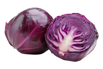 Obraz premium Purple cabbages isolate on white transparent background png cut out.