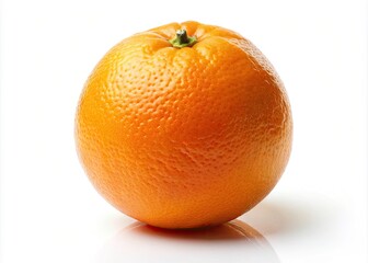 Glossy Orange Fruit Isolated on White Background - Fresh Citrus, Healthy Snack, Vibrant Color, Natural Beauty, Organic Produce, Textured Skin, Round Shape, Deliciously Juicy, Vitamin C Source