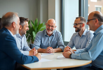 Group of a senior older business professionals sitting at the office table during the meeting