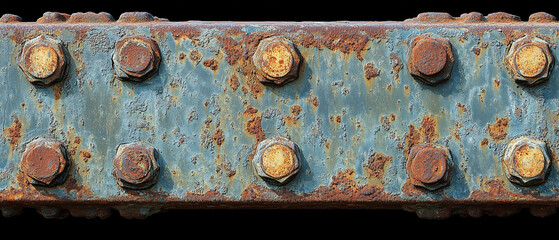 Rusted Metal Texture with Hexagon Nuts and Bolts