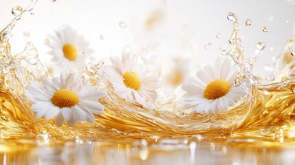 Daisies in a Golden Splash