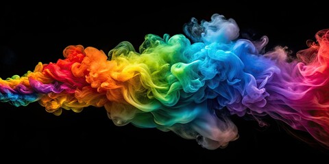 Obraz premium Stunning Colorful Smoke Clouds on Black Background - Abstract Art Photography, Vibrant Colors, Ethereal Effects, Artistic Smoke Patterns, Visual Art, Creative Background, Digital Art, Smoke Design