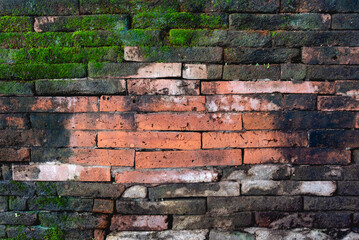 Old vintage retro style bricks wall for abstract brick background and texture.