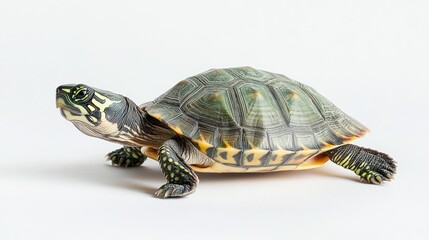 Fototapeta premium Close-up of a Turtle with a White Background
