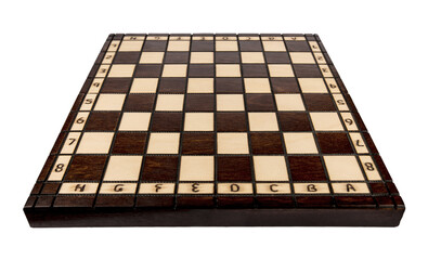 empty wooden chessboard isolated on transparent background
