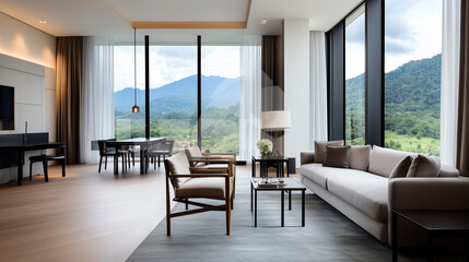 Fototapeta premium Exquisite 5-Star Hotel Suite with Scenic View