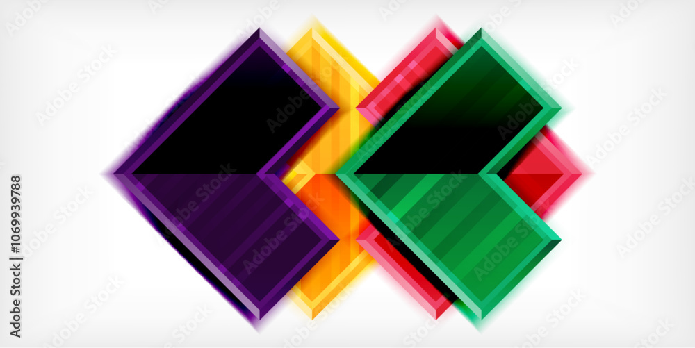 Poster Arrow symbols created with 3d effects and line texture geometric abstract background