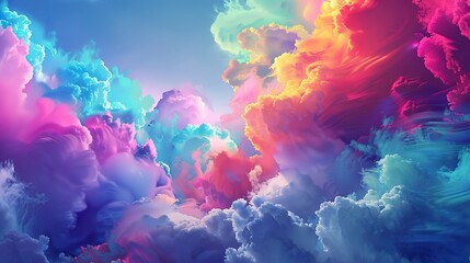 Vibrant Abstract Cloudscape: A Dreamy Sky with Colorful Formations