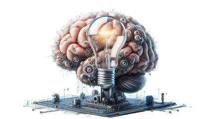 Brain and Light Bulb In resolution, very detailed,