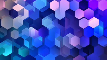 Fototapeta premium Abstract geometric pattern of hexagons in blue, purple and pink shades.