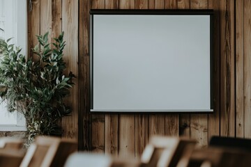 Minimalist Meeting Room Design with Wooden Accents and Whiteboard Focus