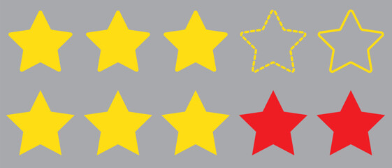 three stars customer product rating review flat icon for apps and websites