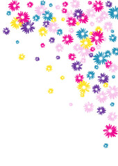 Green Garden Background White Vector. Flowers Botanical Print. Yellow Floral Cover. Sweet Illustration. Holiday Blue Daisy.