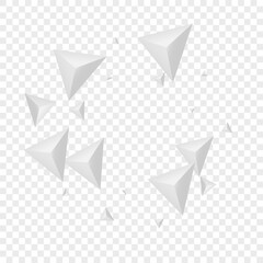 Gray Shard Background Transparent Vector. Triangle Futuristic Texture. Hoar Classic Tile. Element Concept. Greyscale Pyramid Template.