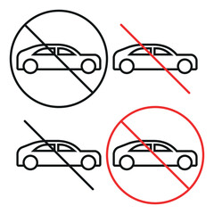 Naklejka premium No car allowed sign line icon editable stroke, parking prohibited symbol