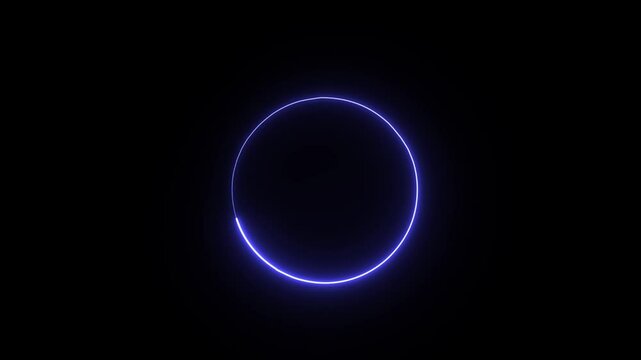 Neon effect ellipse shape icon animation on black background.