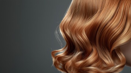Naklejka premium a natural-colored wig with short, wavy hair on a grey background, stylish and realistic