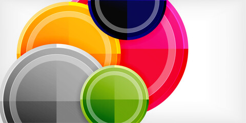 Fototapeta premium Abstract background - multicolored circles, trendy minimal geometric design, vector illustration