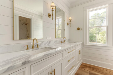 Modern rustic bathroom design with washbasin and storage cabinet