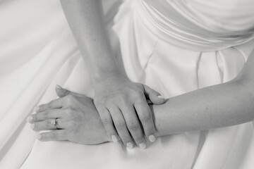 Bride's Hands with Diamond Ring