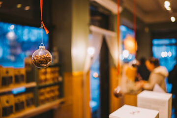 Coffee Bean Ornament Hanging in Kaffebrenneriet Cafe in Oslo