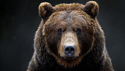 Fototapeta premium Ferocious brown grizzly bear on a transparent 