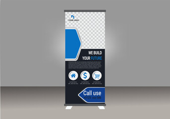 Naklejka premium Roll-up banner, advertising display, promotional stand, marketing material