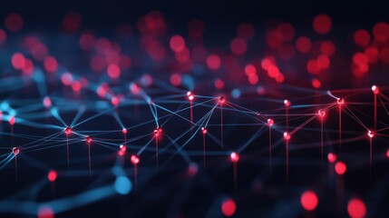 Grid of pins linked by string illustrating network communication concept