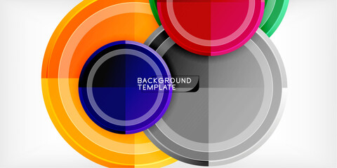 Abstract background - multicolored circles, trendy minimal geometric design, vector illustration