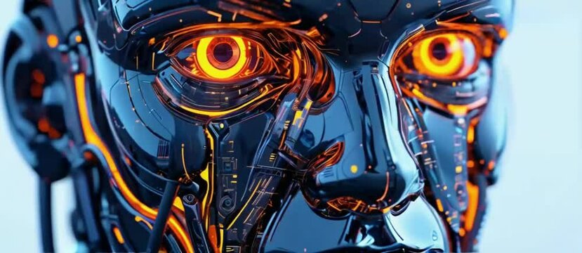 Abstract futuristic male artificial intelligence cyborg robot face
