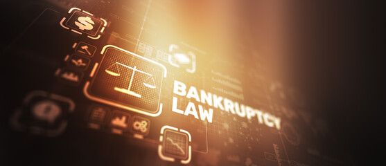 Bankruptcy law concept. Judicial decision lawyer business