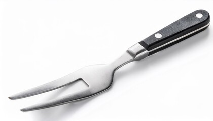 Carving Fork on White Background Isolated. Full Shot of Kitchen Utensils.
