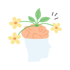 Brain with plant growth symbolizing environmental consciousness