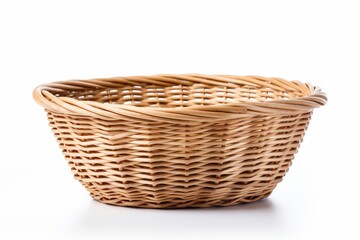 an empty brown basket isolated on white background