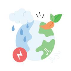 Earth with raindrop, symbolizing climate changes and the water cycle