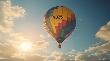 Fototapeta premium 2025 Balloon of Dreams A colorful hot air balloon