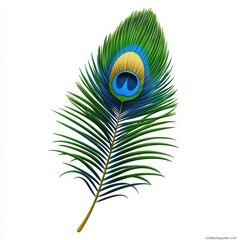 Obraz premium Vibrant Peacock Feather on White Background
