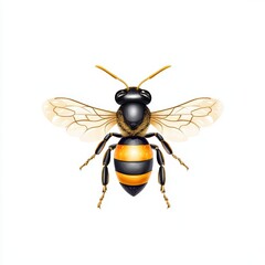 Realistic Honeybee with Delicate Wings and Details