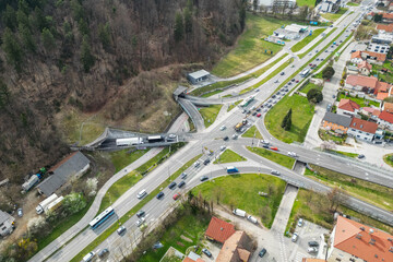 Ljubljana, Slovenia - March 24, 2023: Predor Šentvid - Šentvid tunnel - Situation before the new construction works, that will begin on 11.11.2024