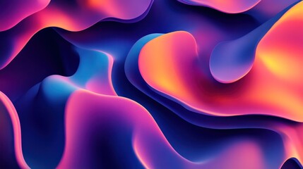 Fototapeta premium Abstract background with vibrant pink, blue, and orange gradient wavy shapes.