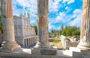 The ruins of Aphrodisias Ancient city (Afrodisias) in Turkey. The city was named after Aphrodite, the Greek goddess of love	
