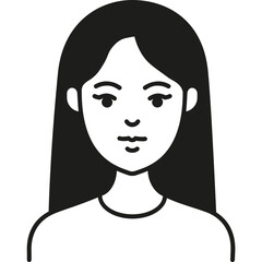 A Simple Line Drawing of a Young Woman With Long Hair, Looking Directly at the Viewer With a Neutral Expression Against a Plain Background