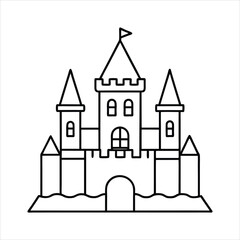 A Castles and Kingdoms line art vector illustration on white background.