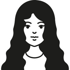 Stylized Illustration of a Woman With Long Hair, Set Against a Simple Background in a Minimalistic Design