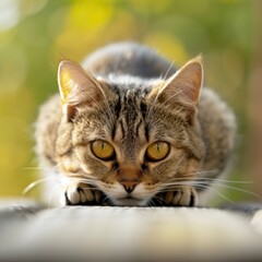 Obraz premium Startled Cat with Intense Expression and Ears Back
