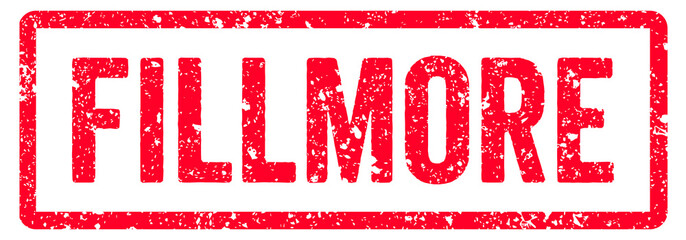 Fillmore Stamp Transparent Seal, Red Grunge Fillmore Word Rubber Stamp Seal USA City Name Typography Signboard Text Effect